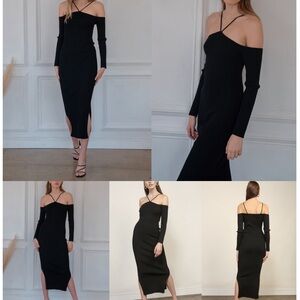 Revolve Line and Dot Long Bodcon Black Dress